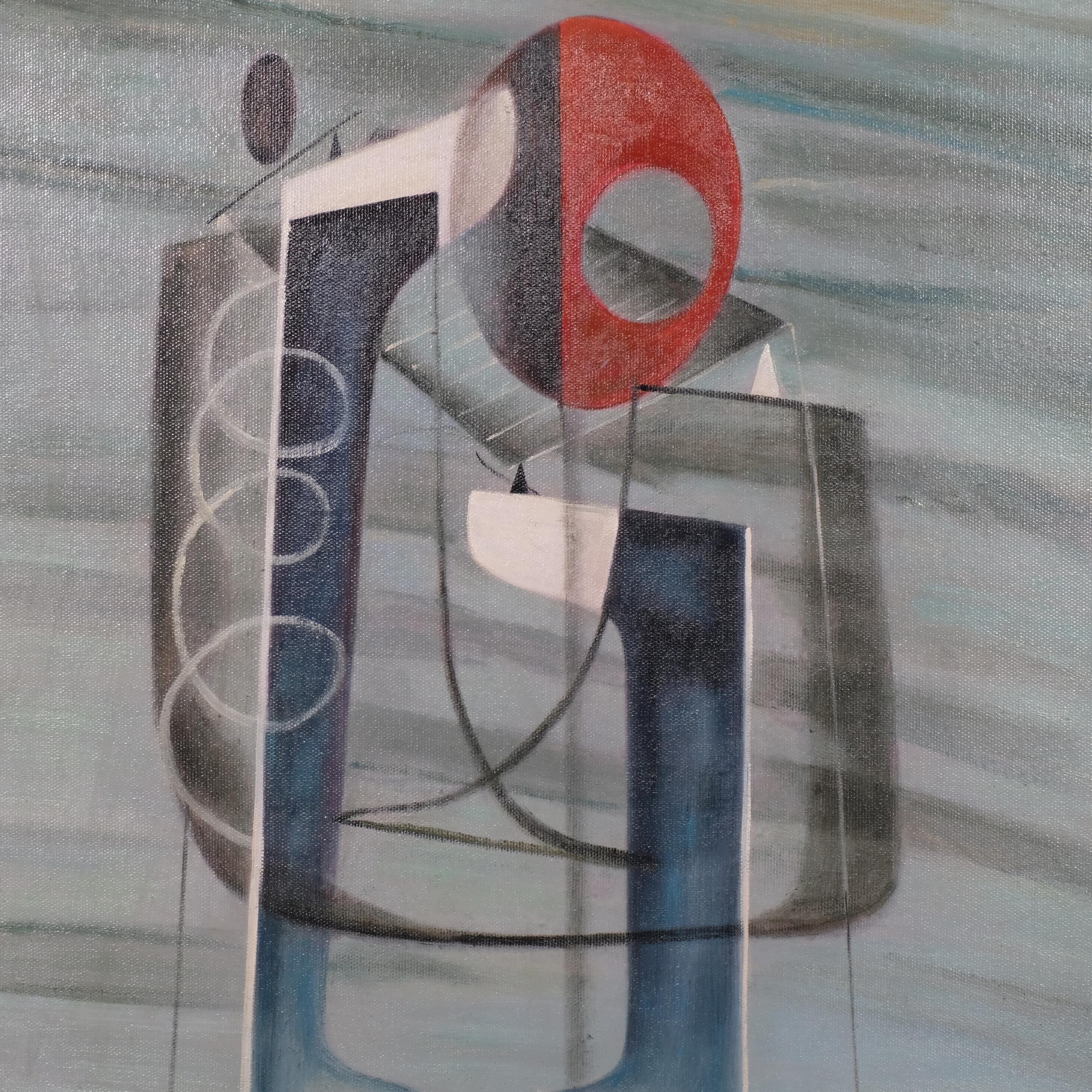 Surrealist composition, contemporary oil on board, unsigned, 75cm x 50cm, framed Good condition, - Image 3 of 4