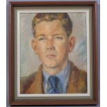 Portrait of a man, mid-20th century oil on board, unsigned, 28cm x 24cm, framed Good condition