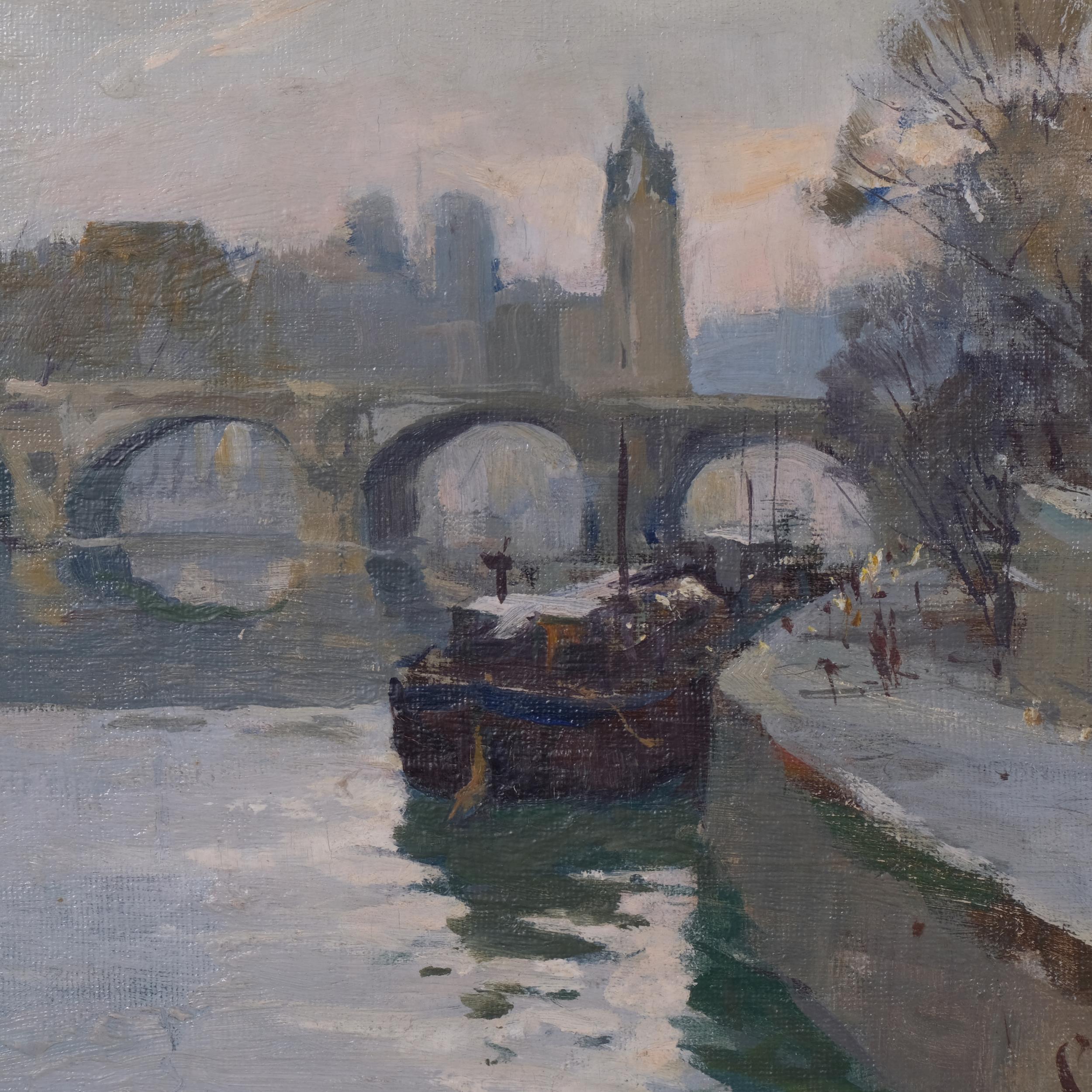 Edward Wesson (1910 - 1983), Parisian river scene, oil on board, signed, 34cm x 39cm, framed Good - Image 2 of 4
