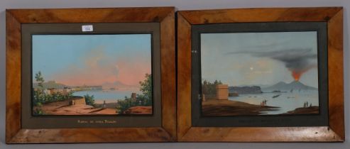 Neopolitan School, pair of views of the Bay of Naples, gouache on paper, unsigned, image 29cm x