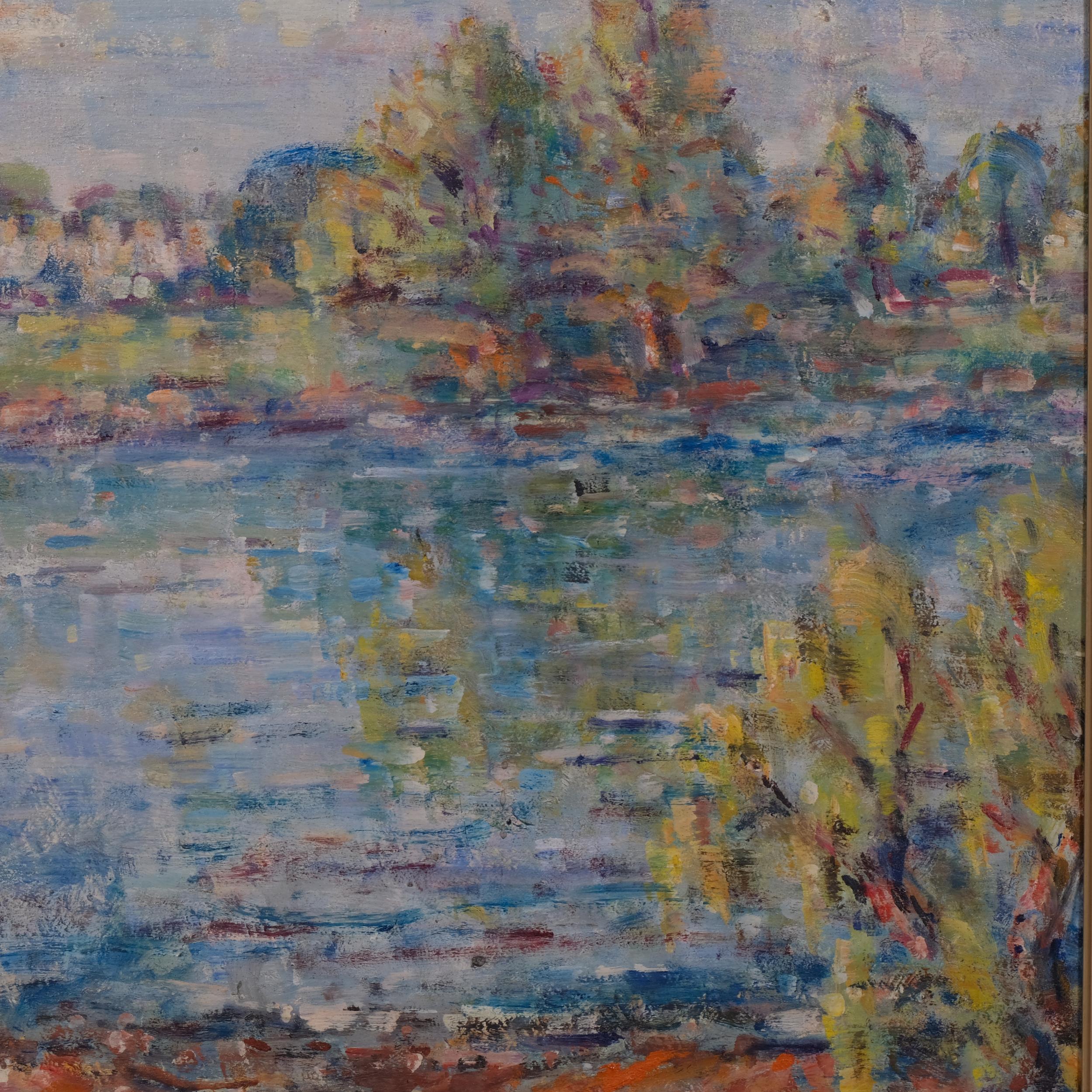 Frank Budgen (1882 - 1971), impressionist scene of Syon House on the Thames, mid-20th century oil on - Image 2 of 4