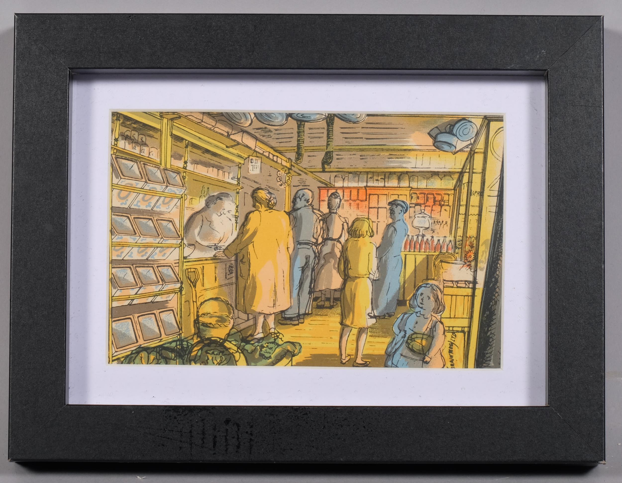 Edward Bawden (1903 - 1989), A Village Store/The Baker, colour lithograph, published by Curwen Press