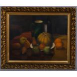 Contemporary still life fruit, oil on canvas, unsigned, 55cm x 70cm, framed Good condition