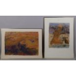 Peggy Delport (born 1937), 2 colour lithographs, abstract surrealist compositions, both signed in