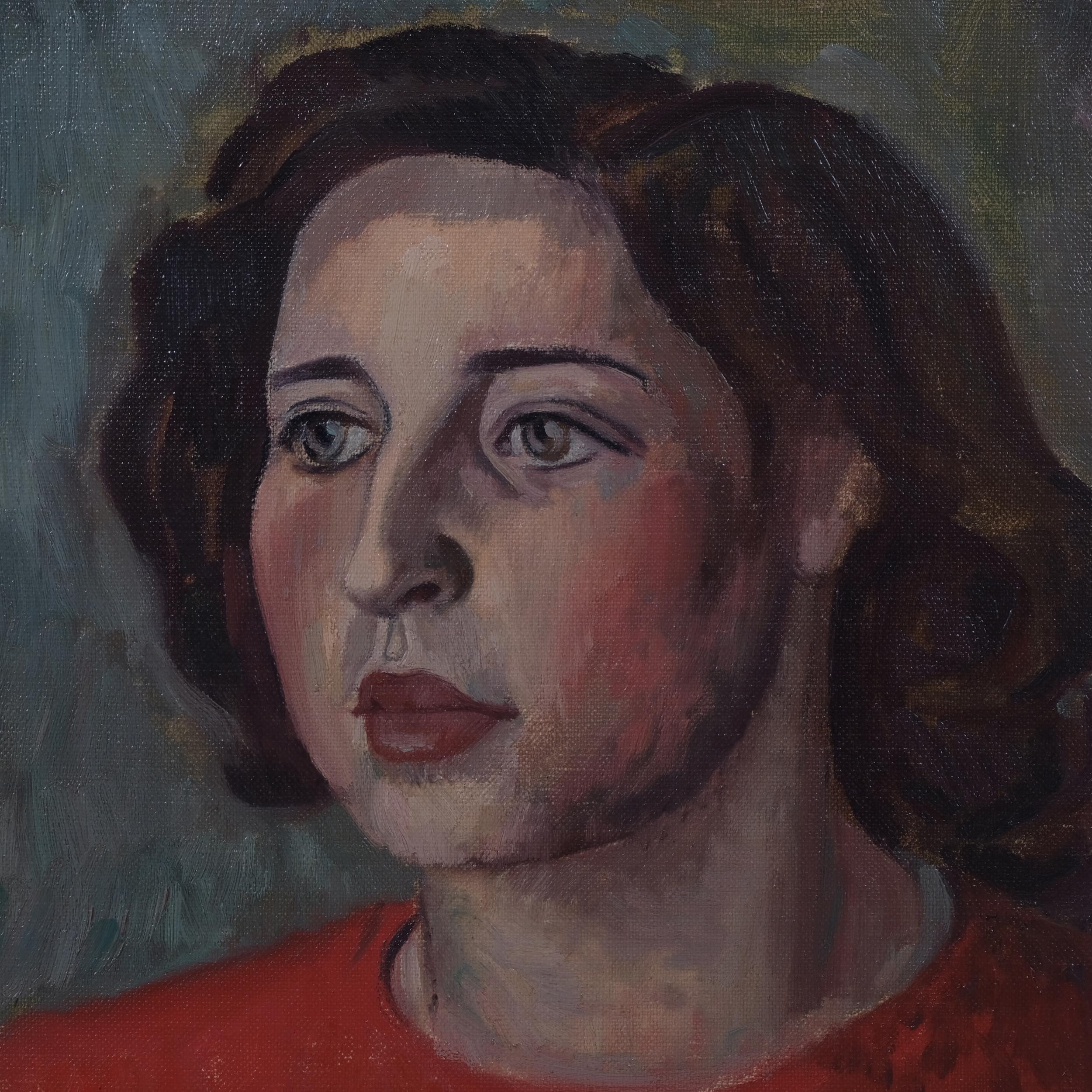 Bernard Meninsky (1891 - 1950), portrait of Elisabeth Lewson, oil on canvas, signed, 40cm x 35cm, - Image 2 of 4
