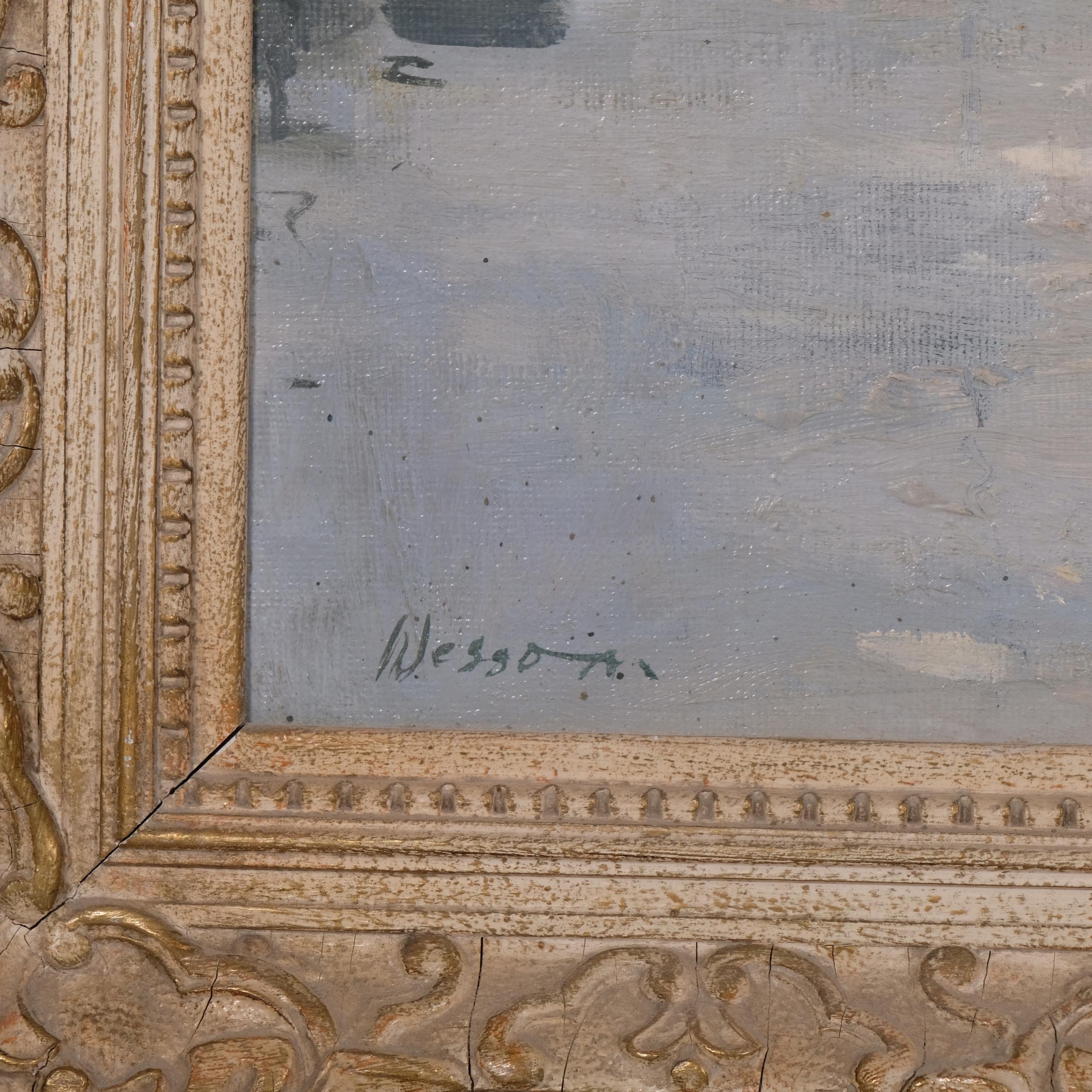 Edward Wesson (1910 - 1983), Parisian river scene, oil on board, signed, 34cm x 39cm, framed Good - Image 3 of 4