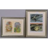John Nash and William Scott, 2 pairs of colour lithographs, 13.5cm x 20cm (2 frames) Good condition