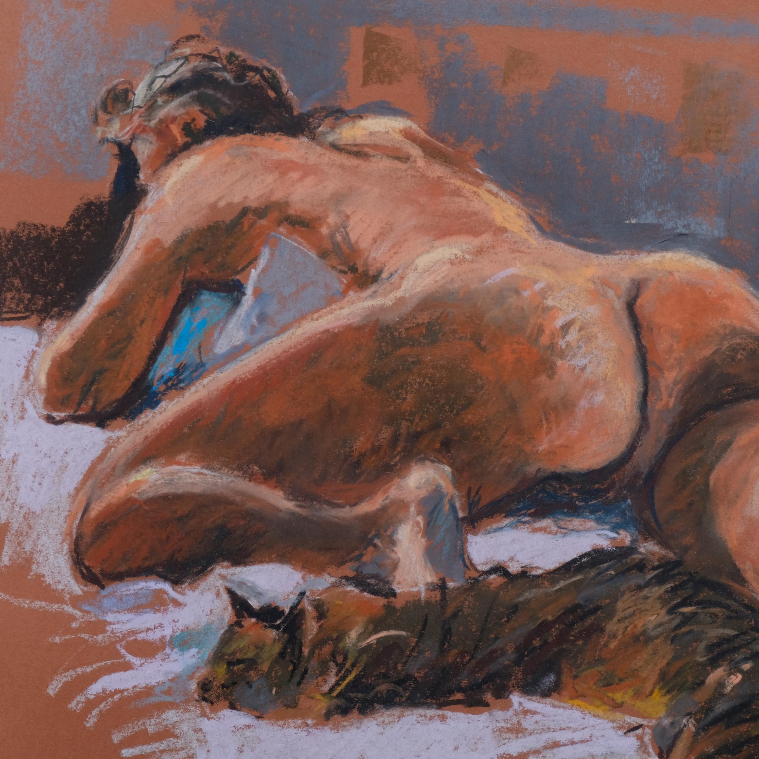 Contemporary nude life drawing, pastel/chalk, signed with monogram dated '06, 41cm x 58cm, framed - Image 3 of 4