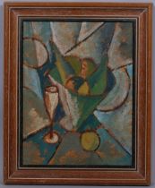 Abstract still life, contemporary oil on board, unsigned, 45cm x 34cm, framed Good condition