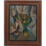 Abstract still life, contemporary oil on board, unsigned, 45cm x 34cm, framed Good condition