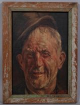 Jozef Goethal, head portrait of a man, oil on board, signed, 34cm x 23cm, framed Good condition