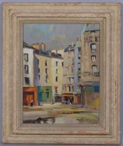 Edward Wesson (1910 - 1983), Old Houses Paris, oil on board, signed with RI Exhibition label