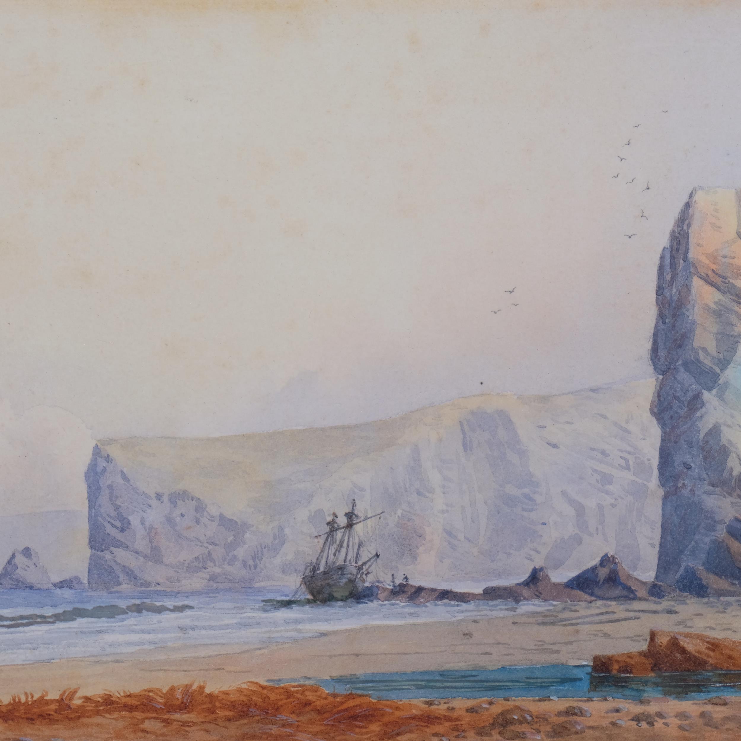 Frederick Jackson (flourished 1868 - 1884), shipwreck boat and cliffs, watercolour, signed and dated - Image 2 of 4