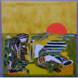 Steve Houstoun (born 1953), abstract landscape, oil on canvas, signed, 50cm x 50cm, unframed Very