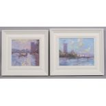 Chris Daynes (born 1946), 2 impressionist Thames views, oil on board, signed, largest 18cm x 24cm,