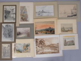 Folder of various watercolours