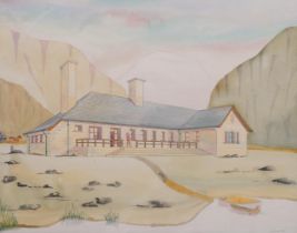 L Phillips, architectural drawing of a house, possibly Australian, watercolour, signed and dated