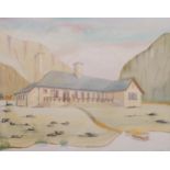 L Phillips, architectural drawing of a house, possibly Australian, watercolour, signed and dated