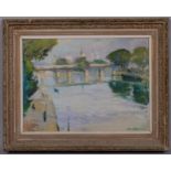 Edward Wesson (1910 - 1983), Parisian river scene, oil on board, signed, 29cm x 39cm, framed Good