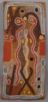 Australian Aboriginal bark painting, "the lightning woman", circa 1970s, further information