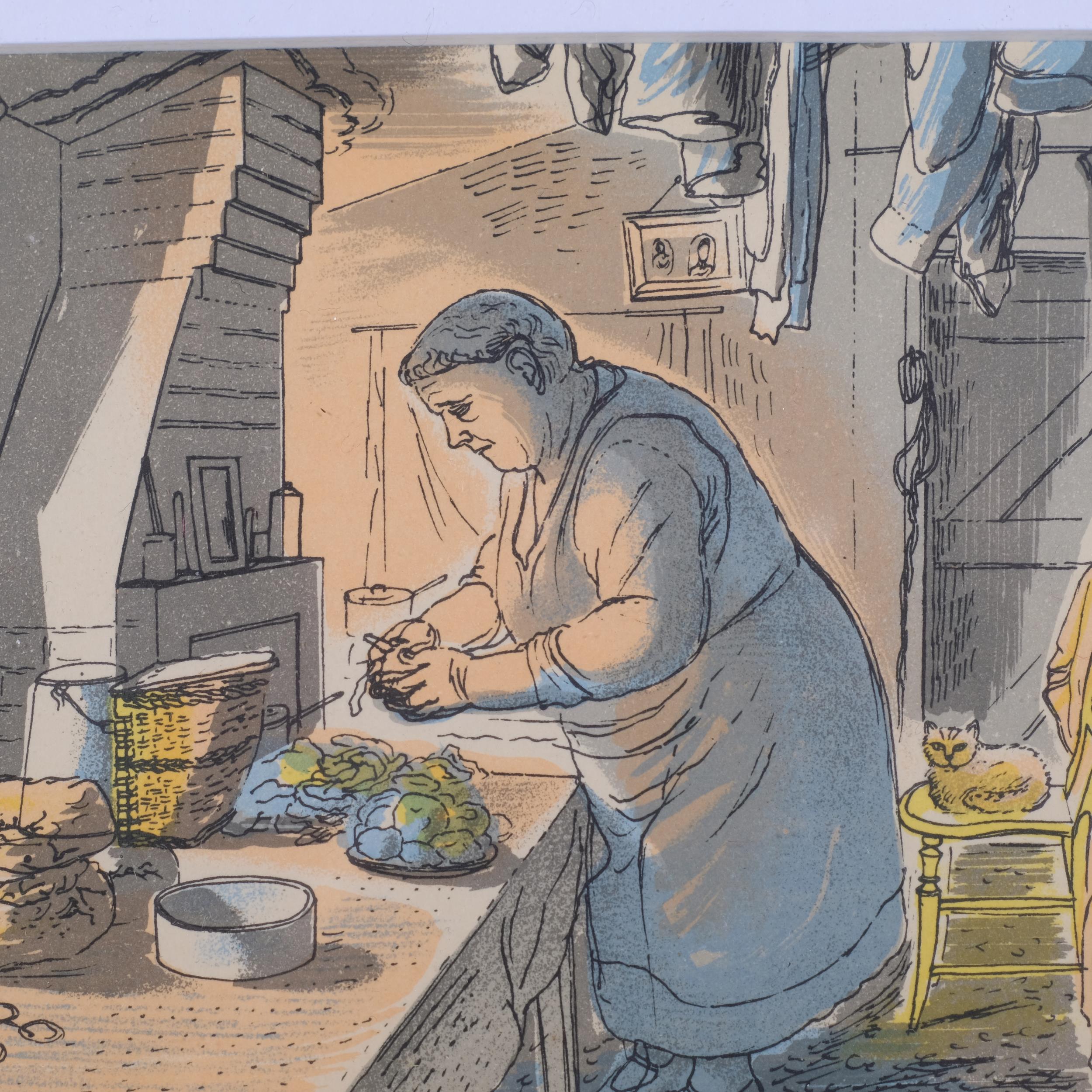 Edward Bawden (1903 - 1989), Peeling Potatoes/The Child Welfare Clinic, colour lithograph, published - Image 2 of 4