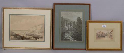 5 various 19th century watercolours, including Adolphe Ragon, R P Leitch, E Becker, and G R