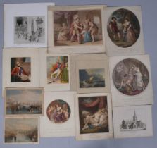 A folder of mainly 19th century prints and engravings