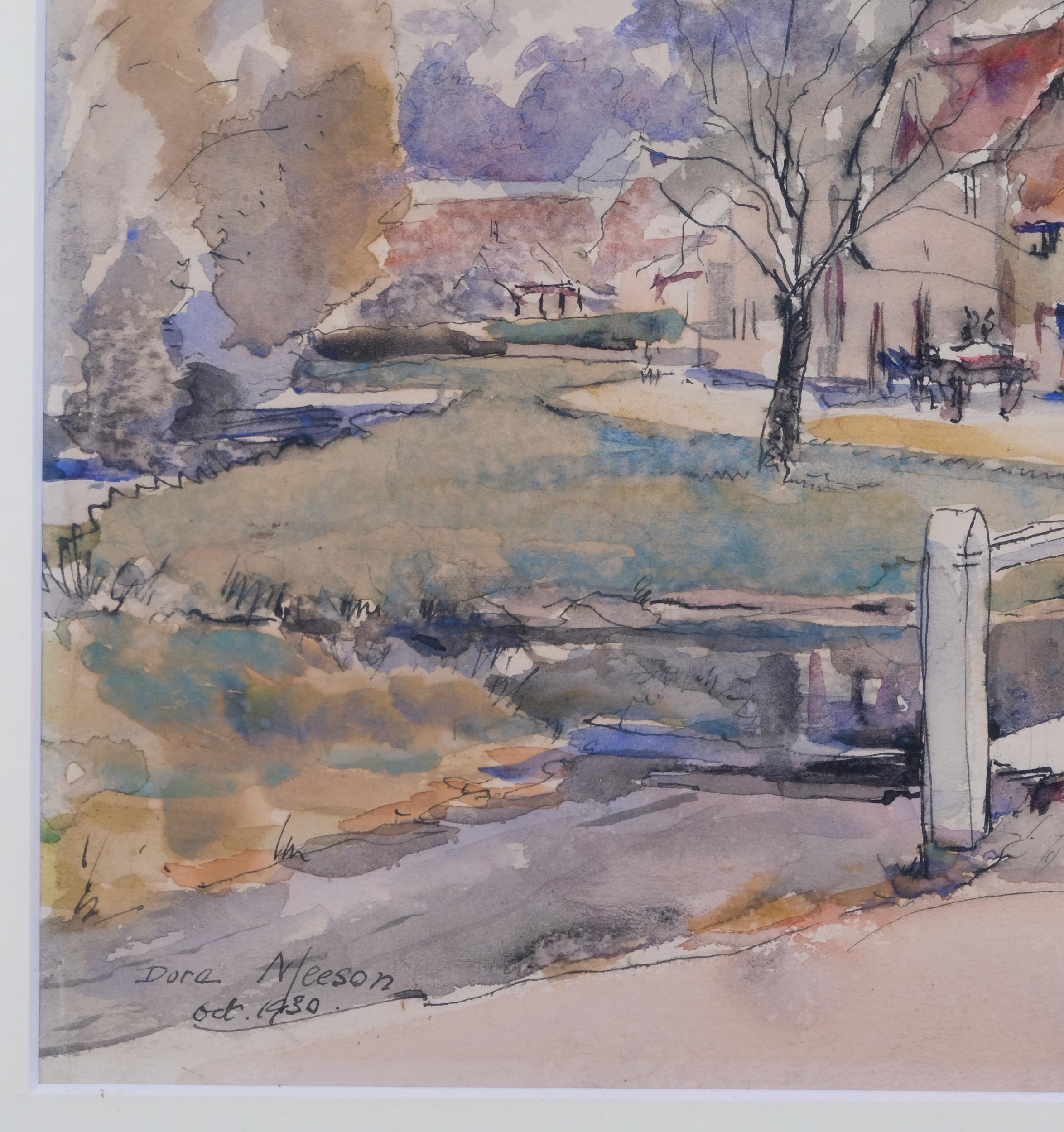 Dora Meeson (1869 - 1955), village scene, watercolour, signed and dated 1930, 23cm x 33cm, framed - Image 3 of 4