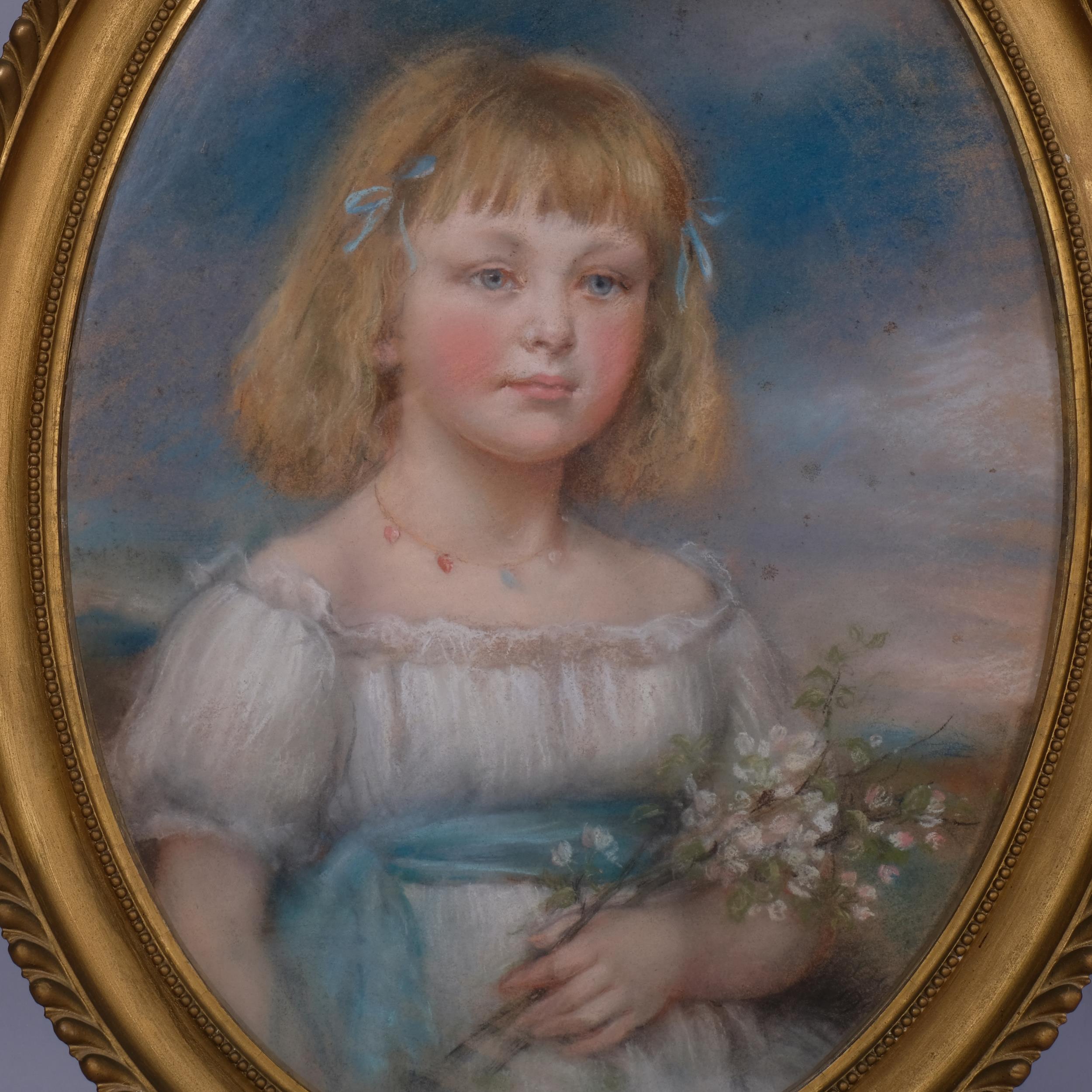 L Hope, pair of portraits of a boy and girl, coloured pastels, signed and dated 1901, 62cm x 46cm, - Image 2 of 4