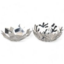 Two Alessi, Italy stainless steel fruit bowls, EMMA SILVESTRIS - Mediterraneo and a MARIO