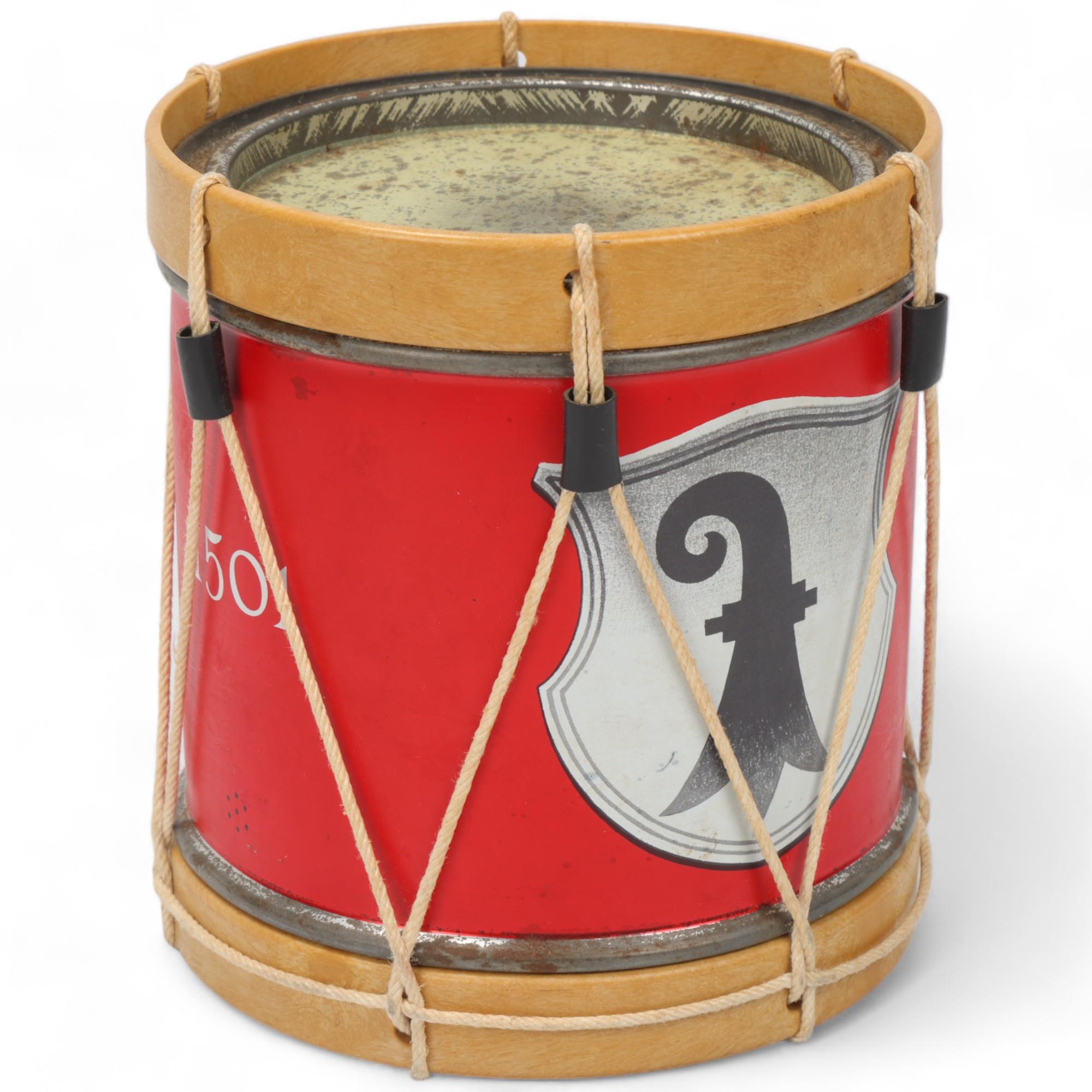 A 1920s/30s Swiss tin COOKIE JAR DRUM owned by MITCH MITCHELL of the JIMI HENDRIX EXPERIENCE. 'I was
