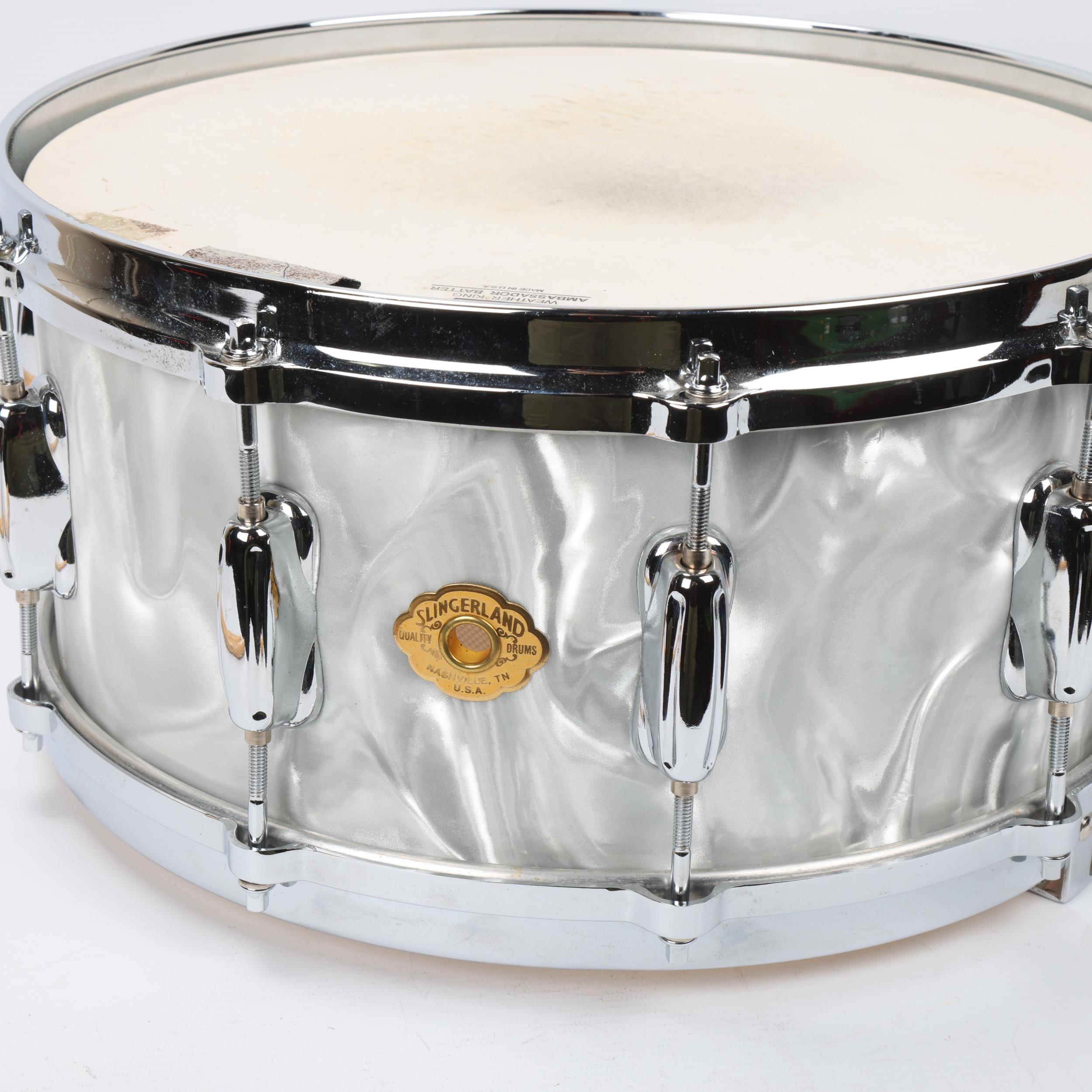 A Pearl Finish SLINGERLAND USA SNARE DRUM owned by MITCH MITCHELL of the JIMI HENDRIX EXPERIENCE. - Image 2 of 3
