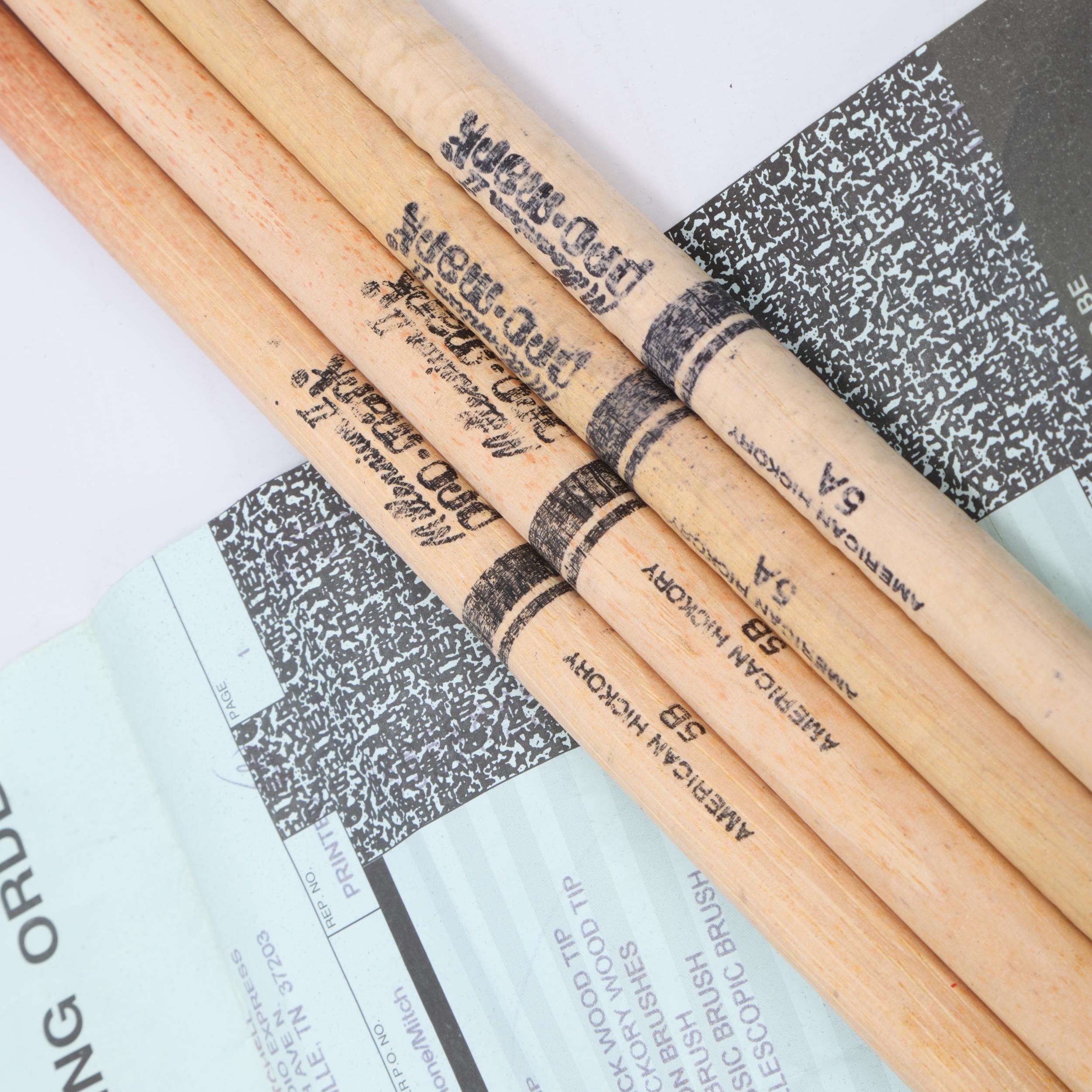 Four USED PROMARK Hickory DRUMSTICKS belonging to MITCH MITCHELL - with original Promark invoice - Image 3 of 3