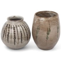 DAVID LEACH (1911-2005), two small brush decorated studio ceramic vases, both with impressed