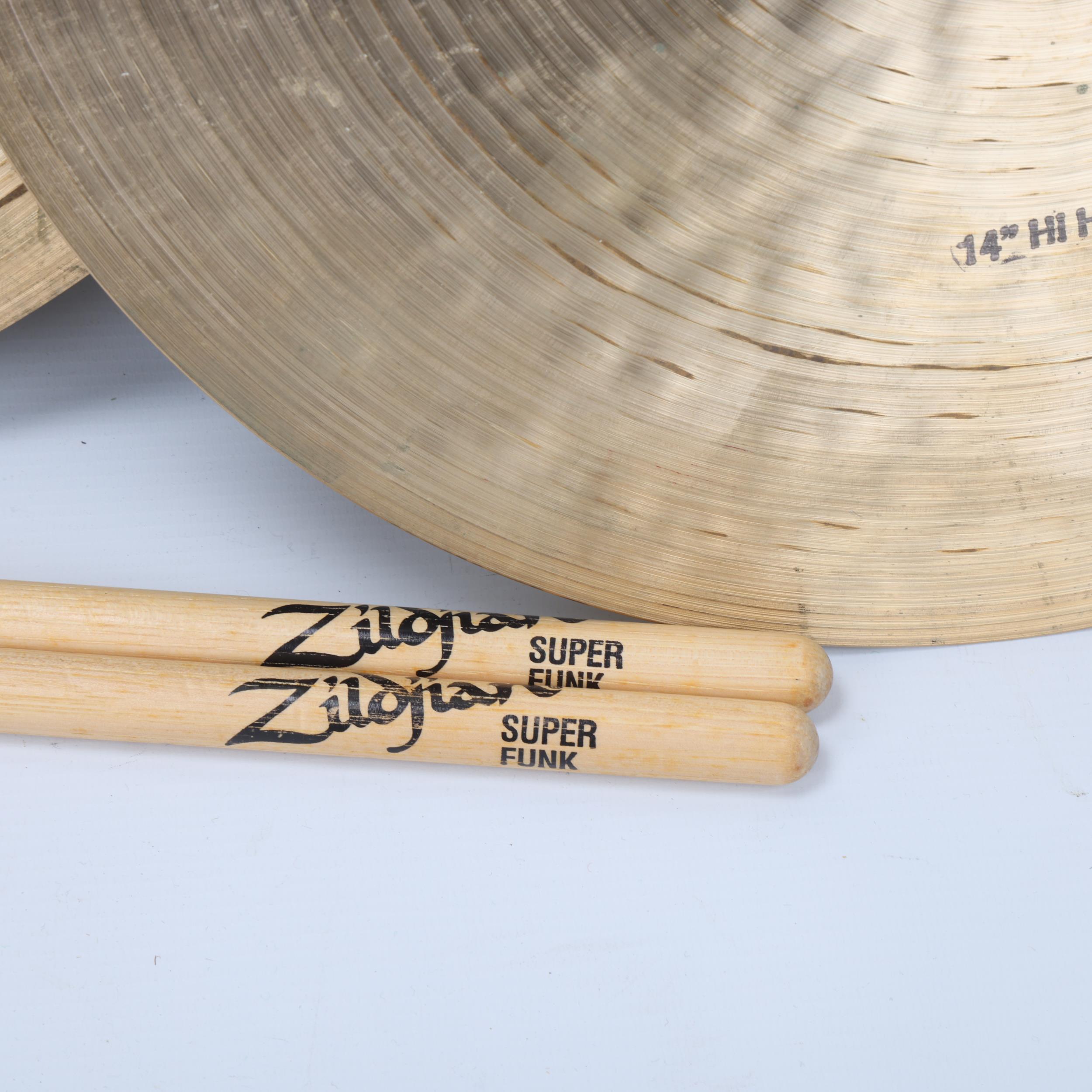 JIMI HENDRIX EXPERIENCE Zildjian Cymbals (2) Owned by drummer MITCH MITCHELL. One 14inch Hi Hat - Image 2 of 3