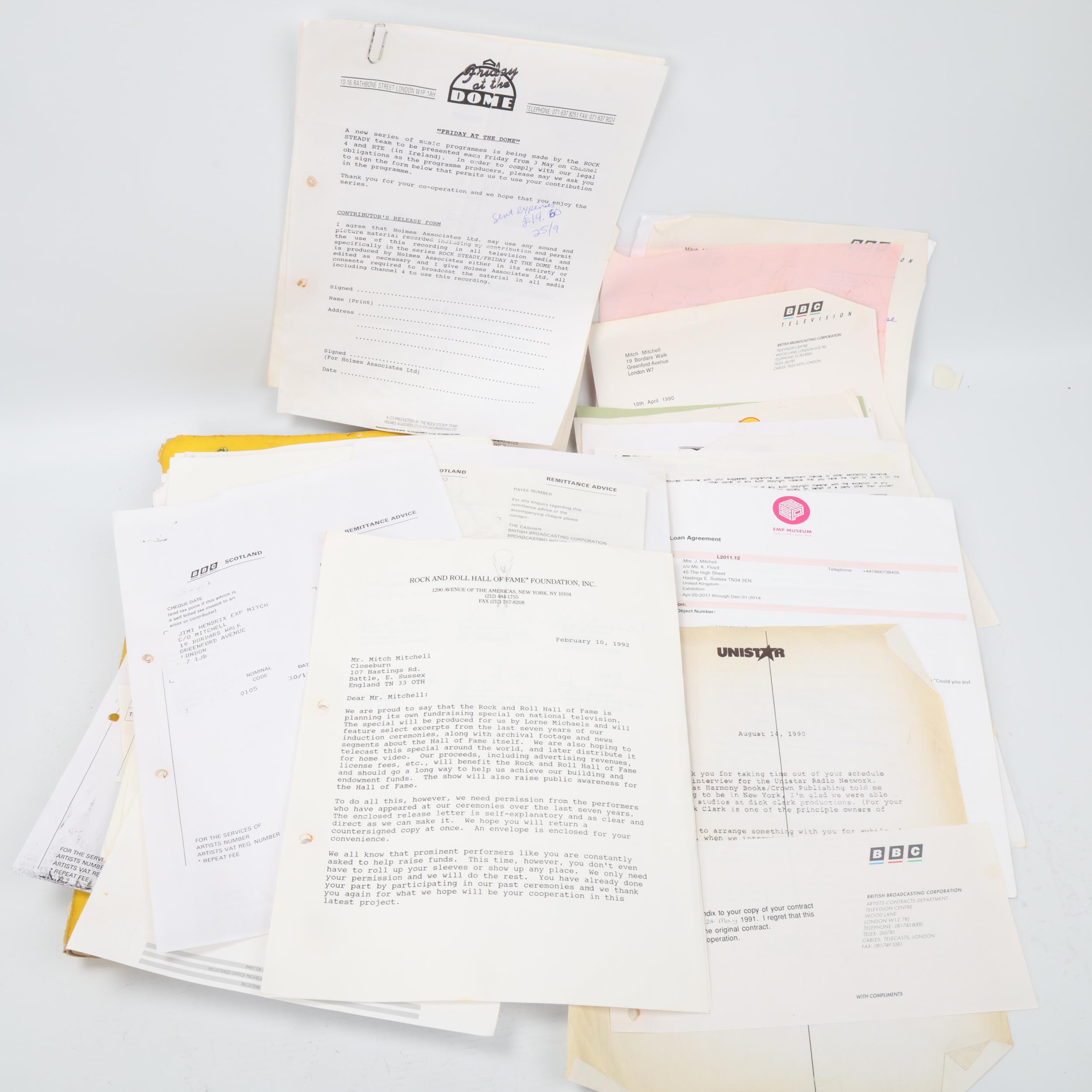 MITCH MITCHELL / JIMI HENDRIX. A Quantity of CONTRACTS, SCHEDULES, LETTERS Etc - Image 2 of 3
