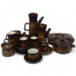 An extensive Denby Arabesque hand painted service, 75 pieces All in good condition, no chips or