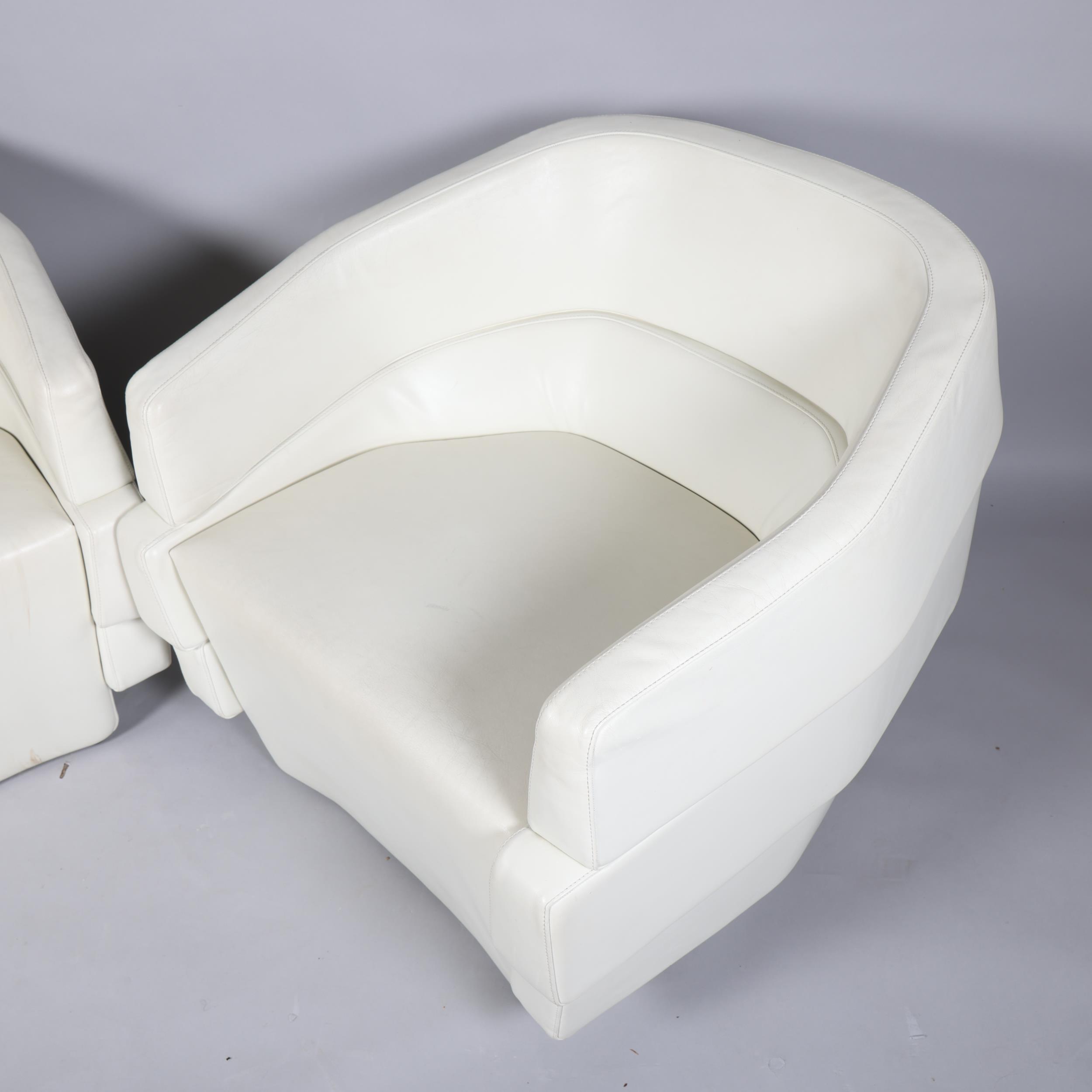 PATRICIA URQUIOLA, for Moroso, Italy, a pair of Rift (full-size) armchairs in white leather with - Image 2 of 3