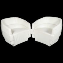 PATRICIA URQUIOLA, for Moroso, Italy, a pair of Rift (full-size) armchairs in white leather with