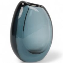 VICKE LINDSTRAND for Kosta, a large size “Dark Magic” vase in midnight blue. Designed 1950’s..