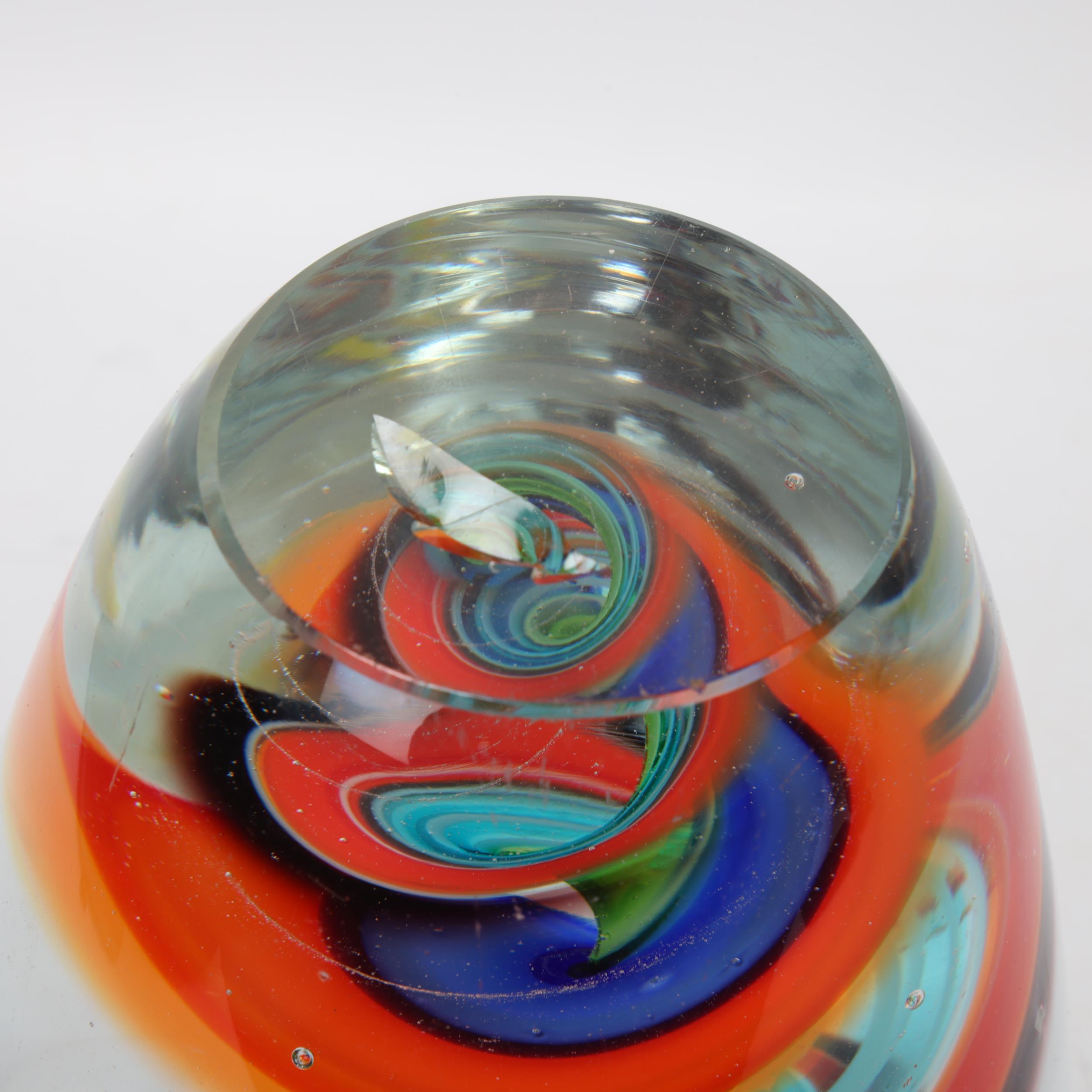 A heavy walled Murano glass vase, with multi-coloured swirl glass interior, height 22cm Interior - Image 3 of 3