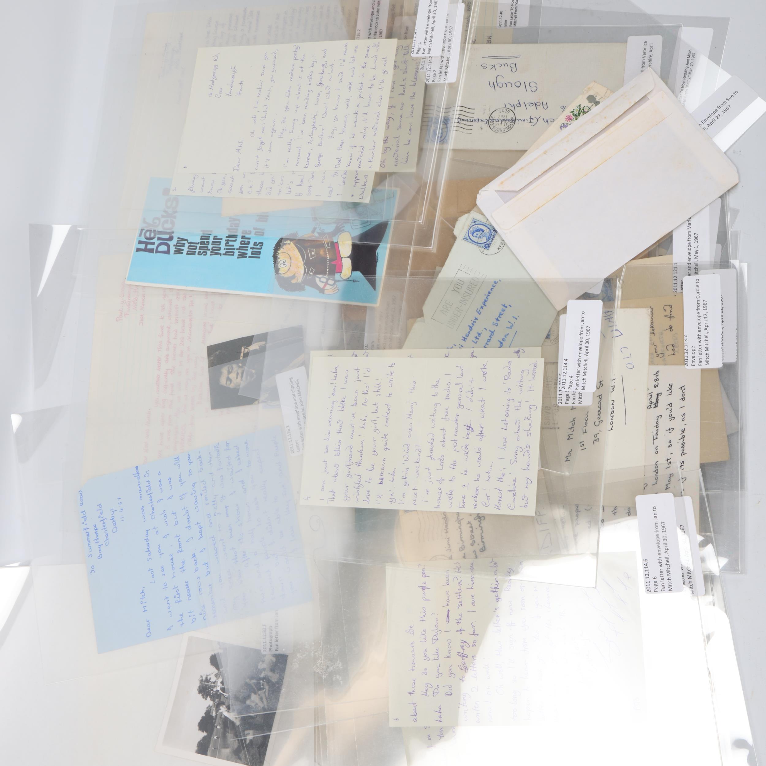 JIMI HENDRIX EXPERIENCE INTEREST. A large quantity of original FAN MAIL letters addressed to MITCH - Image 2 of 3