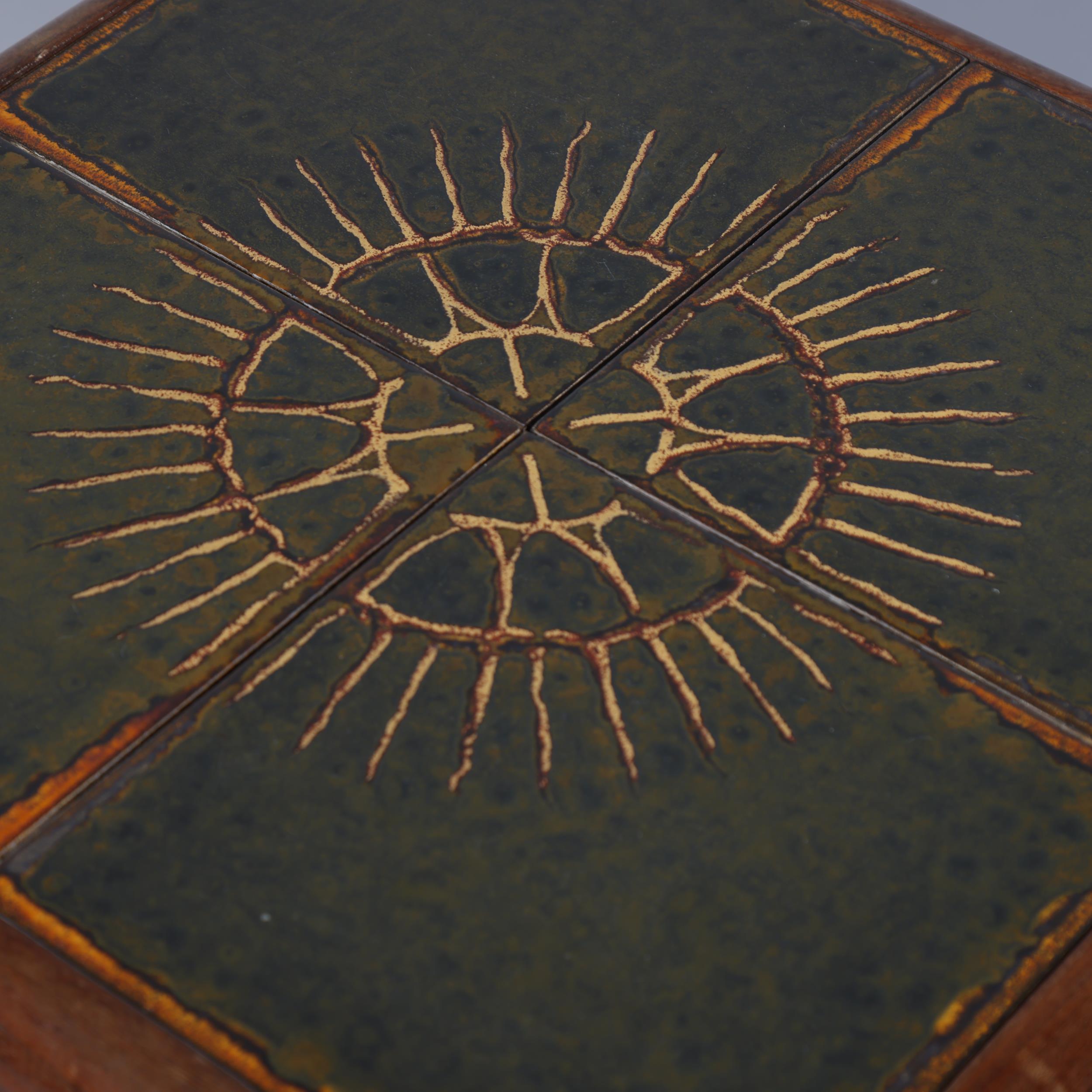 A mid 20th century teak and tile-top side table, height 44.5cm, top 44.5cm Sq Grout has perished - Image 3 of 3