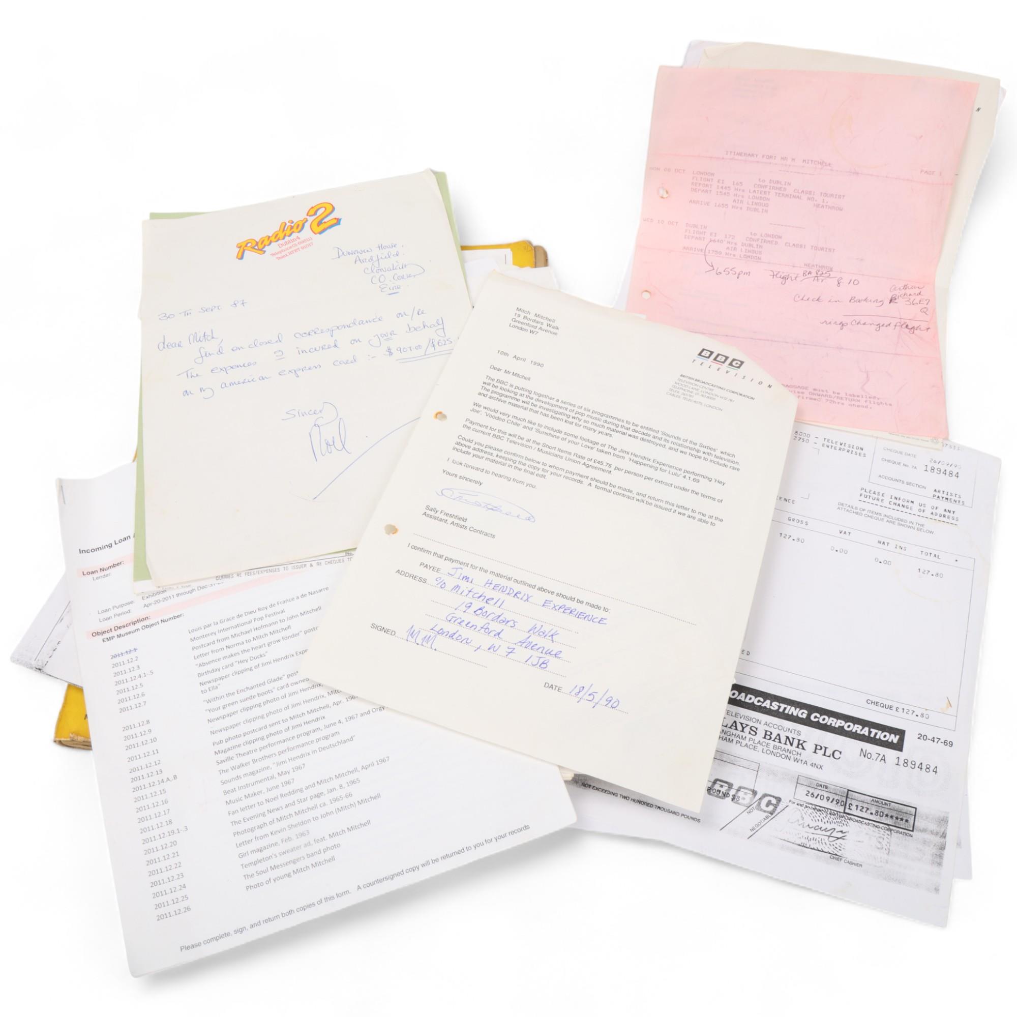MITCH MITCHELL / JIMI HENDRIX. A Quantity of CONTRACTS, SCHEDULES, LETTERS Etc