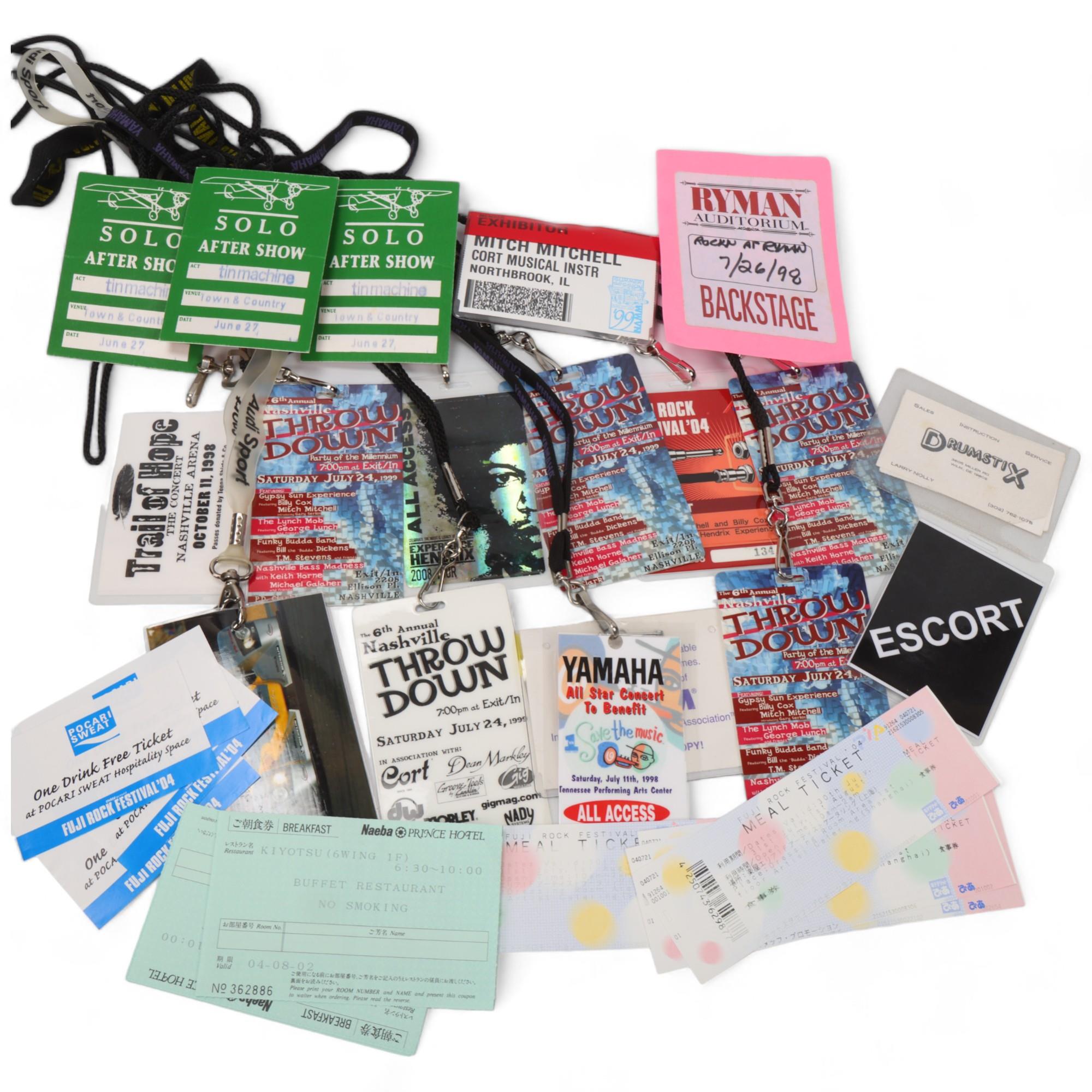 A quantity of modern back stage passes / access all areas / festival passes etc belonging to MITCH