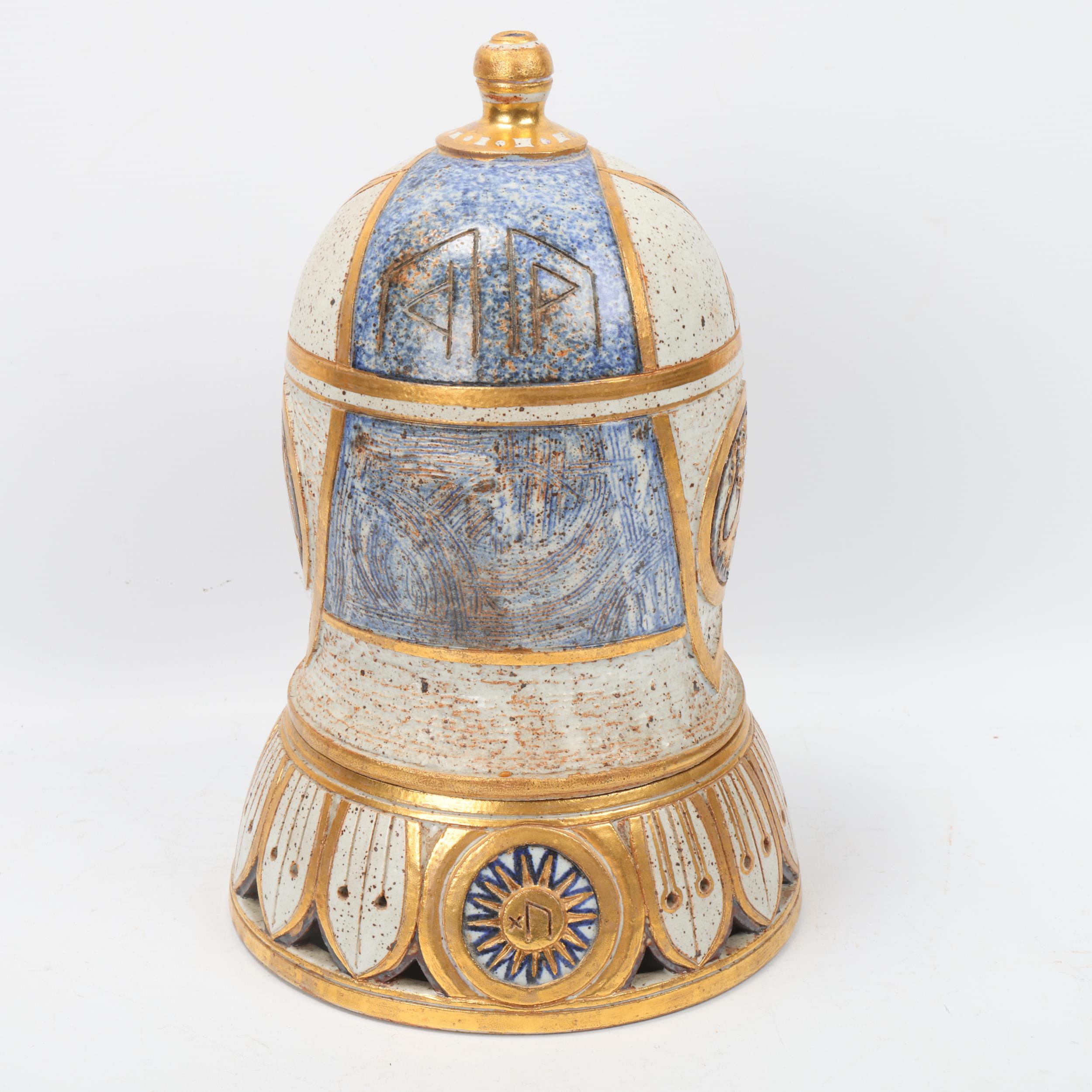 IAN PATTERSON, Black Mountain Pottery, Wales, a stoneware lantern and base with gilded glaze - Image 3 of 3