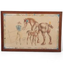 JOHN R SKEAPING, Lithograph print of Mare and Foal, School Prints Ltd, Baynard Press 1945, 49 x