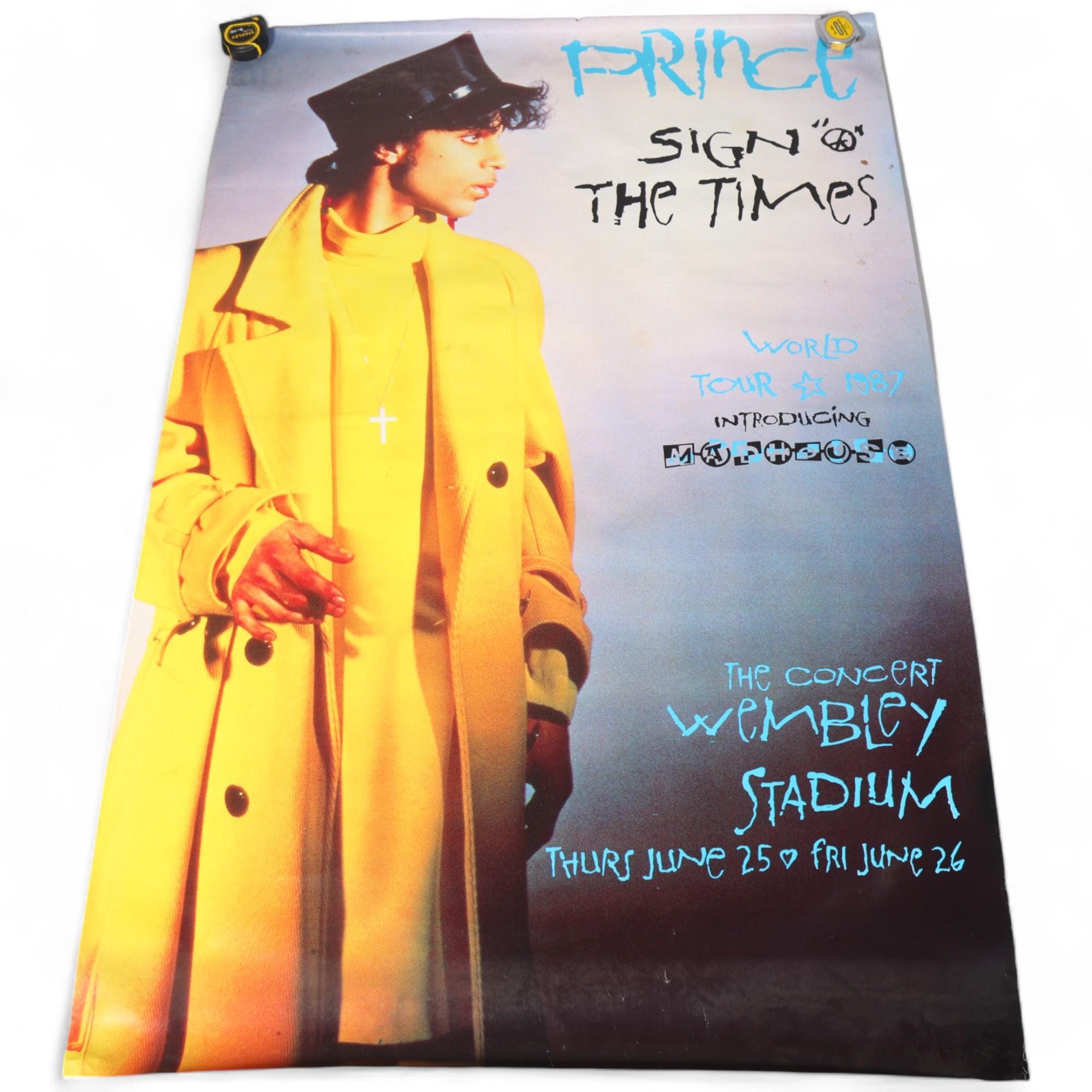 PRINCE, 1987 World Tour poster, Wembley Stadium 40 x 60 inches Stored rolled, section at top missing