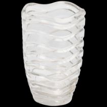 KEITH MURRAY for Royal Brierley, a large wave pattern crystal vase, makers mark to base, height 24cm