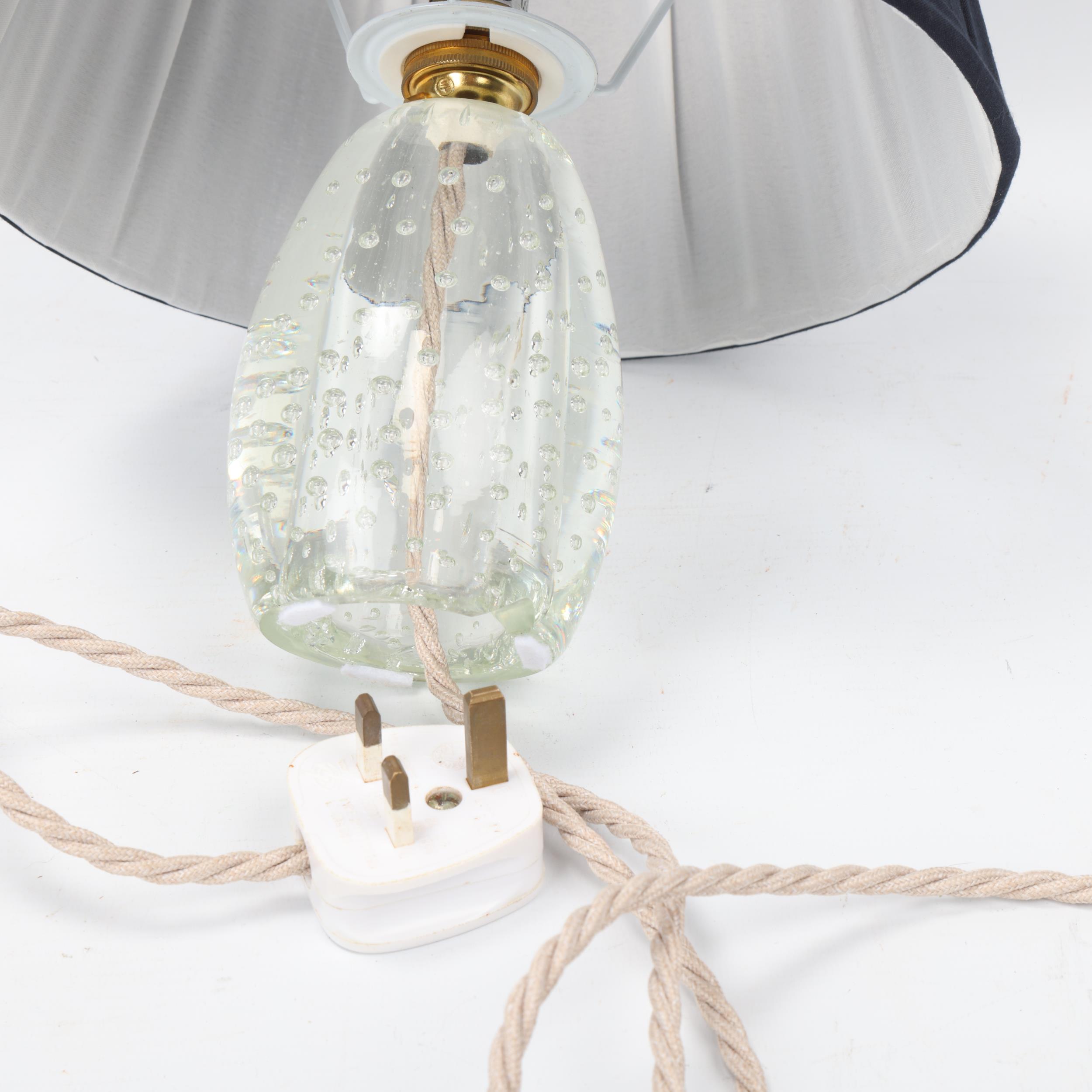 A Murano glass lamp, with clear bubble glass base and black fabric shade, overall height 27cm Lamp - Image 3 of 3